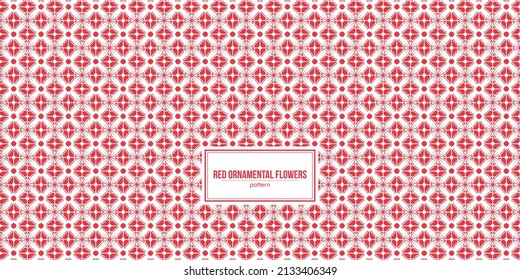 endless pattern with red ornamental flowers