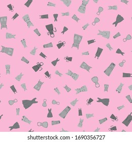Endless pattern with retro aprons on pink background. Flat cartoon style Vector illustration.