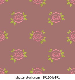 endless pattern of roses for women's day in retro style