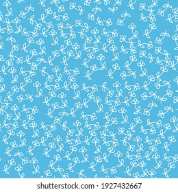 endless pattern with small white flowers on a blue background