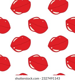 Endless pattern of smile lips in retro style in trendy bright shades. Abstract background texture. Vector.