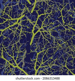 Endless pattern of tree branches. Textile.