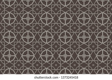  Endless pattern for Wallpaper, textile, packaging, printing, cloth. Abstract texture. Traditional ethnic ornament for your design. Oriental style. 
 Vector illustration, White lines 
