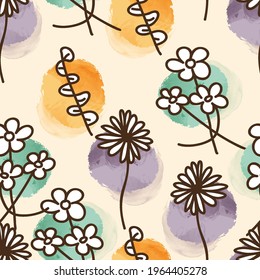Endless pattern of watercolor flowers. Elegant and delicate