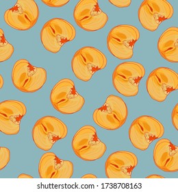 Endless persimmon halves pattern, orange and gray color