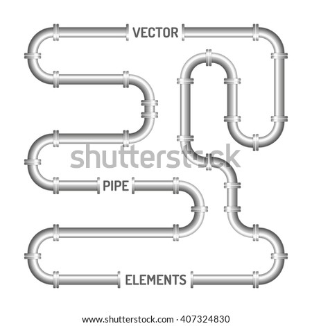 Endless pipe isolated on the white background. Vector parts of fitting. Design elements.