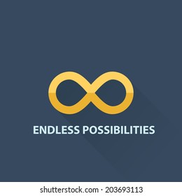 Endless Possibilities flat web icon. Flat design style modern vector illustration. Isolated on stylish color background, flat long shadow design, flat design elements.