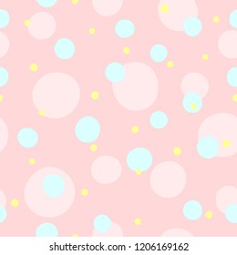 Endless print with repeating coloured round dots. Cute seamless pattern. Girly vector illustration.