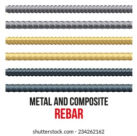 Endless rebars. Reinforcement steel and composite for building. Vector illustration