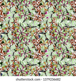 Endless. Repeated butterflies. Vector illustration. Sketch, doodle, scribble. Cute girly seamless pattern drawn by hand.