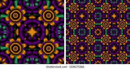 endless repeating multicolored bright ornament of different colors