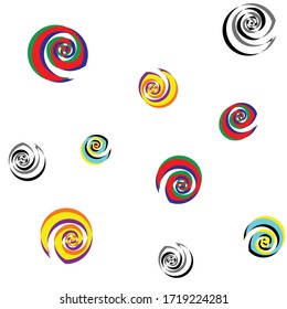 Endless repeating pattern with colorful spiral shapes.