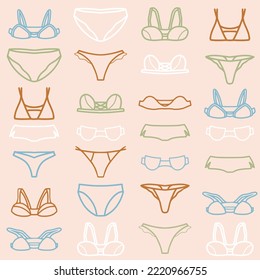 Endless repeating pattern of female underwear.