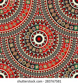 Endless round ornament pattern with tribal ethnic motif