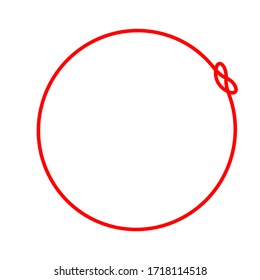 Endless round red thread rope with simple knot as symbol of support for doctors, nurses and other staff fighting against covid-19 virus in Ukraine. Vector sign illustration. Empty round border frame.