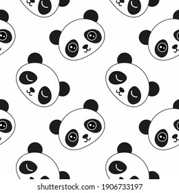 Endless seamless background with pandas for sewing children's clothing. Wallpaper for printing on fabric or packaging paper.