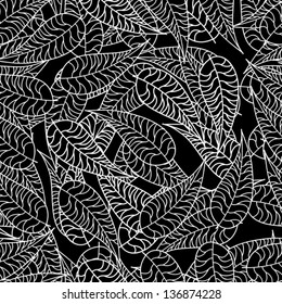 Endless seamless black leaves background texture