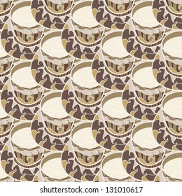 Endless seamless coffee cup background texture