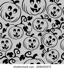 endless seamless halloween pattern with pumpkins