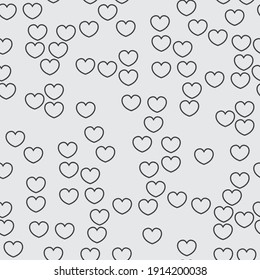 Endless seamless monochrome pattern of hearts. Black and white vector hearts. Wallpaper for wrapping paper. Background for Valentine's Day