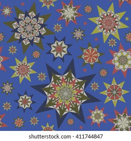 Endless seamless pattern with abstract colorful stars. Stock vector