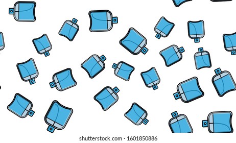 Endless seamless pattern of beautiful beauty cosmetic items of perfume and cologne bottles with a tasty pleasant smell on a white background. Vector illustration.