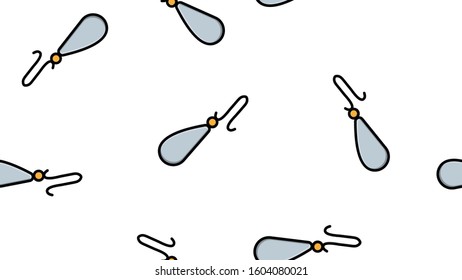 Endless seamless pattern of beautiful beauty items of female jewelry of glamorous precious expensive fashionable earrings on a white background. Vector illustration.