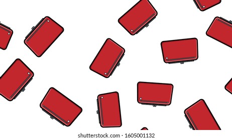 Endless seamless pattern of beautiful beauty items of female glamorous fashion accessories handbags and clutches on a white background. Vector illustration.