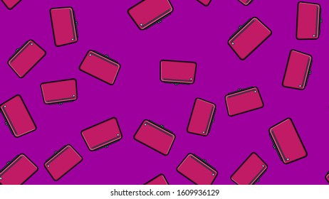Endless seamless pattern of beautiful beauty items of female glamorous fashion accessories handbags and clutches on a purple background. Vector illustration.