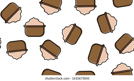Endless seamless pattern of beautiful beauty items of female glamorous fashion jars with cream for the care of the skin of the hands of the legs and face on a white background. Vector illustration.