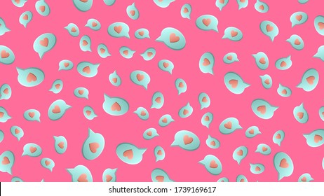 Un interminable patrón de hermosos corazones festivos encantados en nubes de diálogo sobre un fondo rosado. Ilustración vectorial.
