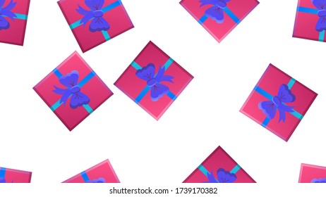 Un interminable patrón sin fisuras de hermosas cajas de regalo de amor alegre en un fondo blanco. Ilustración vectorial.