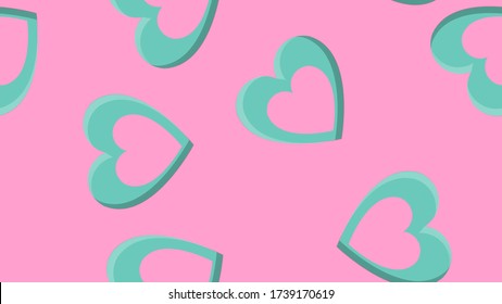 Endless seamless pattern of beautiful festive love joyful tender hearts on a pink background. Vector illustration.