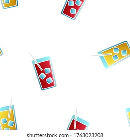Impermeable patrón de hermosos vasos de vidrio con deliciosos cócteles alcohólicos con hielo y pajita para una fiesta con fondo blanco. Ilustración vectorial.