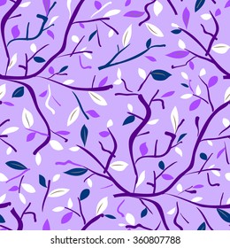 Endless seamless pattern with branches and leaves