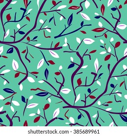 Endless seamless pattern with branches and leaves