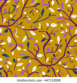 Endless seamless pattern with branches and leaves.Stock vector