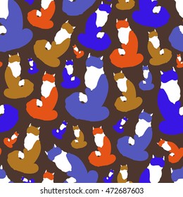 Endless seamless pattern with colorful cats.