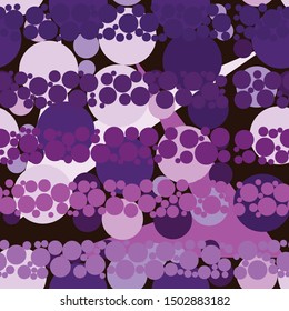Endless seamless pattern of geometric shapes. Multi-colored circles of violet colors.
Template for design. Abstract. Vector graphics . Isolated image on a dark background.