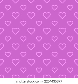 Un patrón inacabable de corazones. Corazones vectoriales rosados en un fondo morado. Fondo de escritorio para envolver papel Fondo. Ilustración vectorial Diseño de tela textil. Patrón con corazones Celebración Corazón