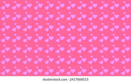 Endless seamless pattern hearts.  Pink vector hearts Bright pink background Wallpaper. Wrapping paper Valentine's Day Background. Vector illustration Textile Fabric design Pattern heart Salmon Pink