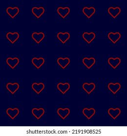 Endless seamless pattern of hearts Red vector hearts on a Blue background. Wallpaper for wrapping paper Background for Valentine's Day Vector illustration. Color pattern with hearts Celebration. Heart