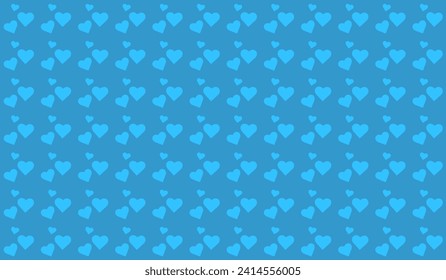 Endless seamless pattern of hearts. Turquois Hearts on Blue Turquois Background. Cute Wallpaper, Wrapping paper Background for Valentine's Day Fabric design textile swatch. Light blue. Heart Love