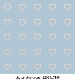 Endless seamless pattern of hearts Vector hearts Pastel background Wallpaper. for wrapping paper Textile swatch fashion Fabric design. Light Blue Beige Modern texture Color pattern with Line hearts