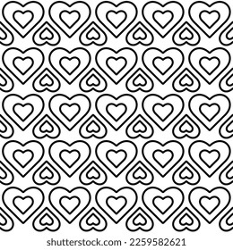 Endless seamless pattern of hearts   vector hearts on White background. For wrapping paper cloth print. Vector illustration Textile Fabric design. Pattern with hearts. Linear Heart Stylish design