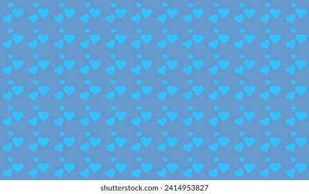 Endless seamless pattern of hearts. Vector Illustration Hearts on Blue Background. Wallpaper, Wrapping paper Background for Valentine's Day Fabric design textile swatch. Light dim blue. Heart, Love