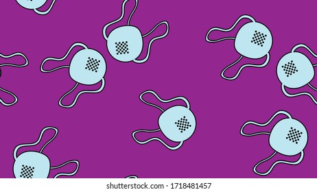 Endless seamless pattern with medical disposable masks and respiratory masks for protection against the deadly coronavirus pandemic