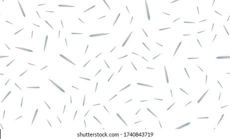 Endless seamless pattern of medical scientific medical items of glass mercury thermometers for measuring temperature on a white background. Vector illustration