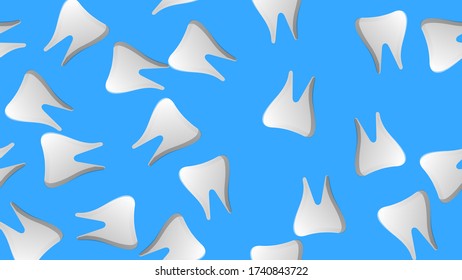 Endless seamless pattern of medical scientific medical therapeutic items dental tooth on a blue background. Vector illustration