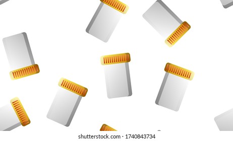 Endless seamless pattern of medical scientific medical items of jars for pills and medicine pills with capsules on a white background. Vector illustration